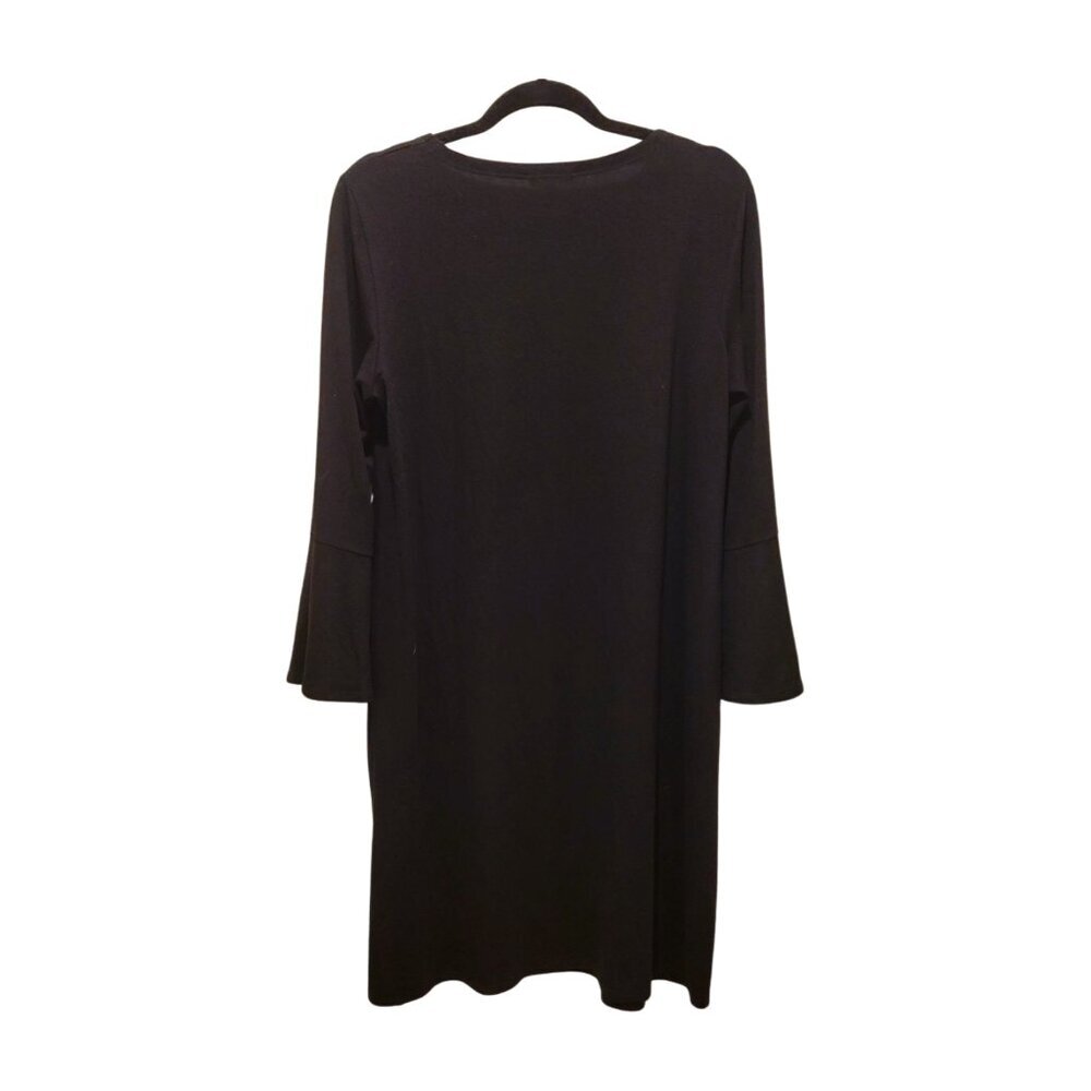 EILEEN FISHER Black Knee Length Casual Minimalist Travel Lounge Dress Size M - Picture 3 of 6